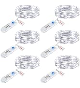 Minetom 6 Pack Fairy Lights Battery Operated String Lights with Timer - 7ft 20 LED Waterproof Sil...