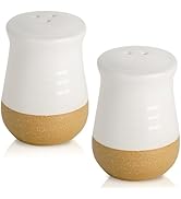 Hasense Salt and Pepper Shakers Set, Ceramic White Salt Shaker for Kitchen Counter, Cute Pepper S...