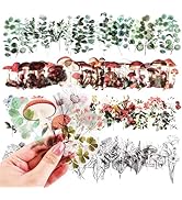RISYPISY Transparent Stickers Clear Floral Eucalyptus Botanical Stickers for Journaling Scrapbook...
