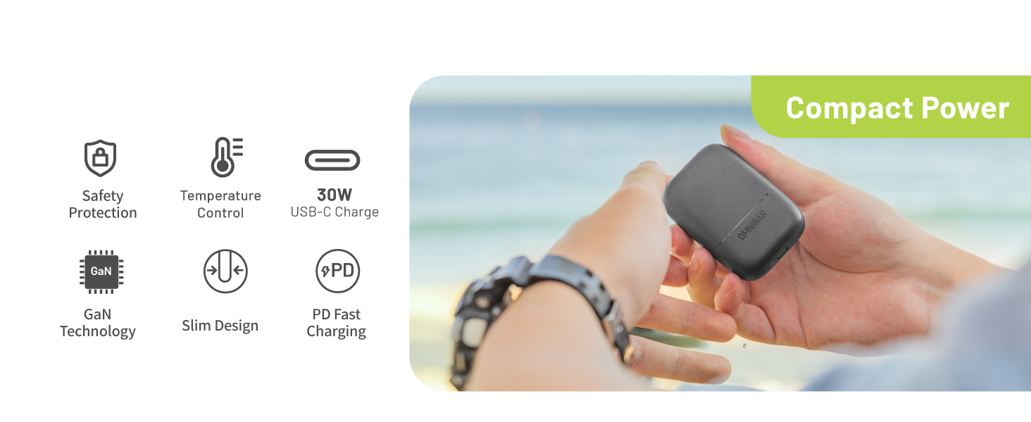 30W Slim Flat Wall Charger with GaN Tech and PD Fast Charging
