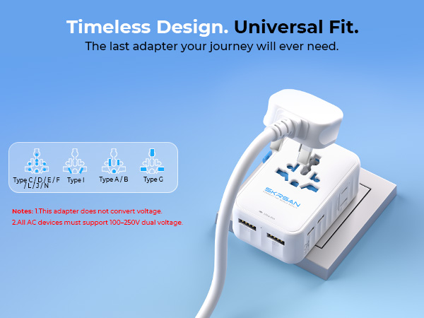 SKRSAN Aura Ultra-Thin Travel Adapter