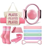 Pilates Kit for Home Workouts with Pilates Ring and Ball Set, Resistance Bands Set, Yoga Mat Bag,...