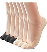 Sofier No Show Socks Womens, Non Slip Ultra Low Cut 6 Pairs Thin Silky Footies Cotton Sole Invisi...
