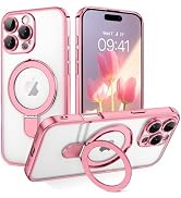 GUAGUA for iPhone 16 Pro Case with Stand, Magnetic Clear Cases Plating Edge Invisible Ring Holder...