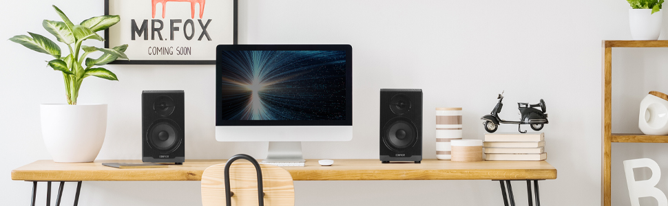 Active Bluetooth Computer Speakers - 2.0 Bookshelf Speaker - Powered Studio Monitor