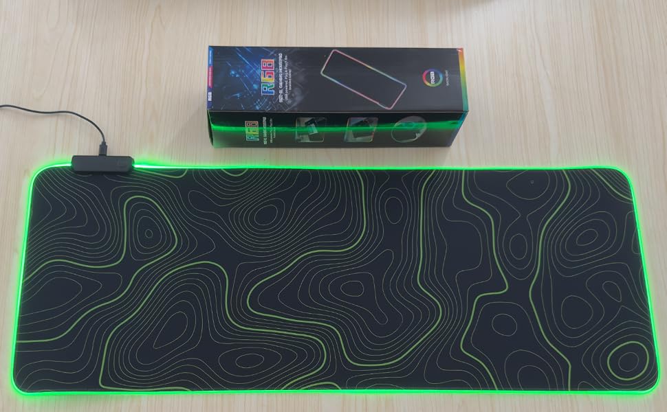 Black with Green Topographic Line