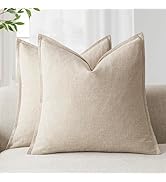 Foindtower Pack of 2, Decorative Linen Soild Throw Pillow Covers Soft Accent Cushion Case Boho Fa...