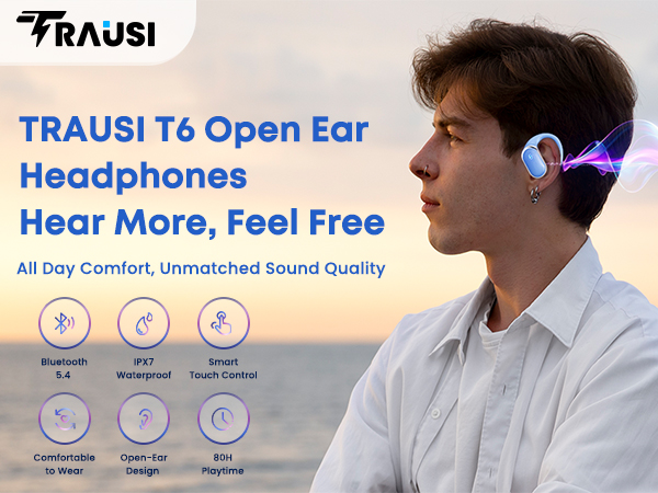 TRAUSI T6 Open Ear Headphones