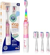 SEAGO Kids Electric Toothbrush with 2 Mins Brushing Timer and 4 Replacement Bursh Heads,Rainbow L...