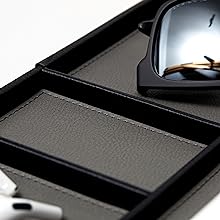 close up of valet tray to highlight colours