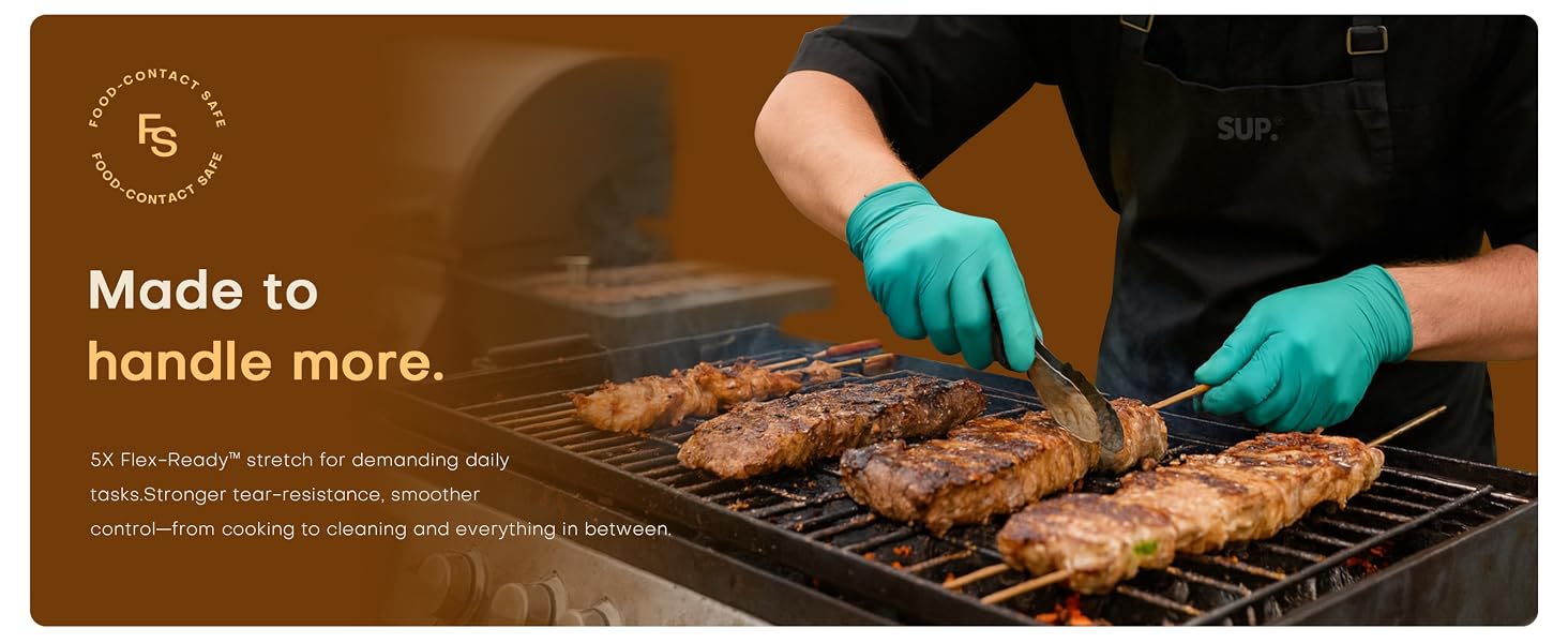 5X Flex-ReadY stretch for daily tasks tear-resistance smoother control cooking to cleaning