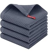 Homaxy 100% Cotton Waffle Weave Kitchen Dish Cloths, 4-Pack Ultra Soft Absorbent Dish Towels, Qui...