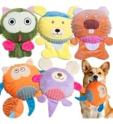 GZQKUSO 5 Pack Squeak & Crinkle Bulk Pet Squeaky Dog Toys – Interactive Soft Chew Toy for Puppy t...