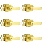 Probrico Gold Keyed Alike Entry Door Handle Knob Square Heavy Duty Door Lever Lockset Reversible ...