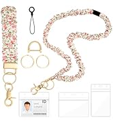 2Set Scrunchie Lanyard Wristlet Keychain for Teacher Gifts Special Stretchy Teacher Lanyard for I...