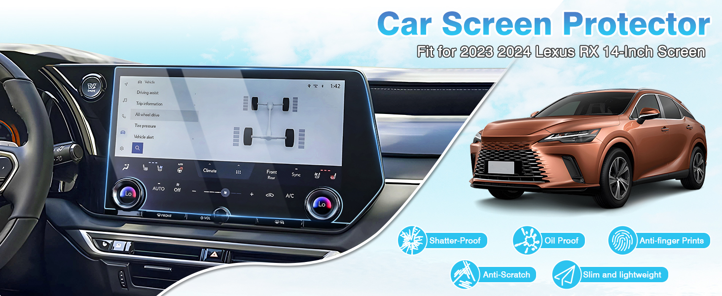 2023 2024 Lexus RX350 screen protector will enhance the longevity of your navigation system.