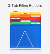 Dunwell Plastic Colored File Folders - (6 Pack), Sturdy 1/3 Tab File Folders Letter Size, Assorte...