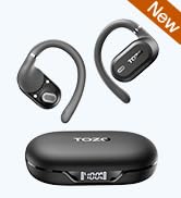 TOZO OpenWear Open Ear Headphones, Adjustable Ear Hooks, Ultra Comfort, Punchy Bass Bluetooth Hea...