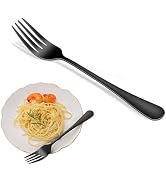 8-Piece Black Salad Forks Set, 6.7 Inch Stainless Steel Dessert Forks, Metal Silverware Small For...