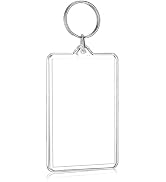 Jizlan Transparent Acrylic Keychain Photo Frame, 1.57 x 2.16 Inches, Double Sided, Rectangle, wit...
