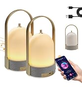 GEEBONFLUGENS LED Table Lamps Wireless with Bluetooth Speaker, USB-Powered Music Table Lamp with ...