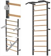 Kipika Gymnastic Stall Bar - 2"x2" Swedish Ladder with 1" Hole, Wall Mounted Pull-up Bar Ladder S...