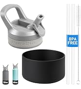 Straw Lid & Silicone Boot Set for Hydro Flask Wide Mouth 32oz 40oz Bottles, BPA-Free Leak-Proof R...