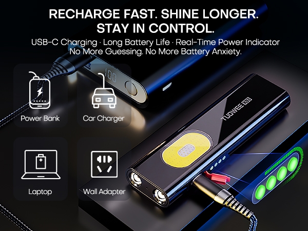 Flat EDC Flashlight Rechargeable Small Pocket Flashlight USB C