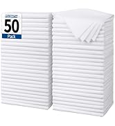 FIXSMITH White Microfiber Cleaning Cloth, Pack of 50, 16"X12" Cleaning Rags for Housekeeping and ...