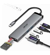 Acer 8 in 1 USB C Hub 10Gbps, USBC to HDMI Adapter 4K@60Hz, 2×USB-C 3.2, 2×USB A 3.0 Data Transfe...