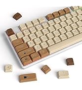 Owpkeenthy Retro XDA Keycaps, PBT 138 Keys Brown Keycap Set for Cherry MX Covers Fullsize 60% 65%...