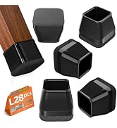28Pcs Square Chair Leg Floor Protectors with Wrapped Felt Bottom, Silicone Chair Leg Protectors f...