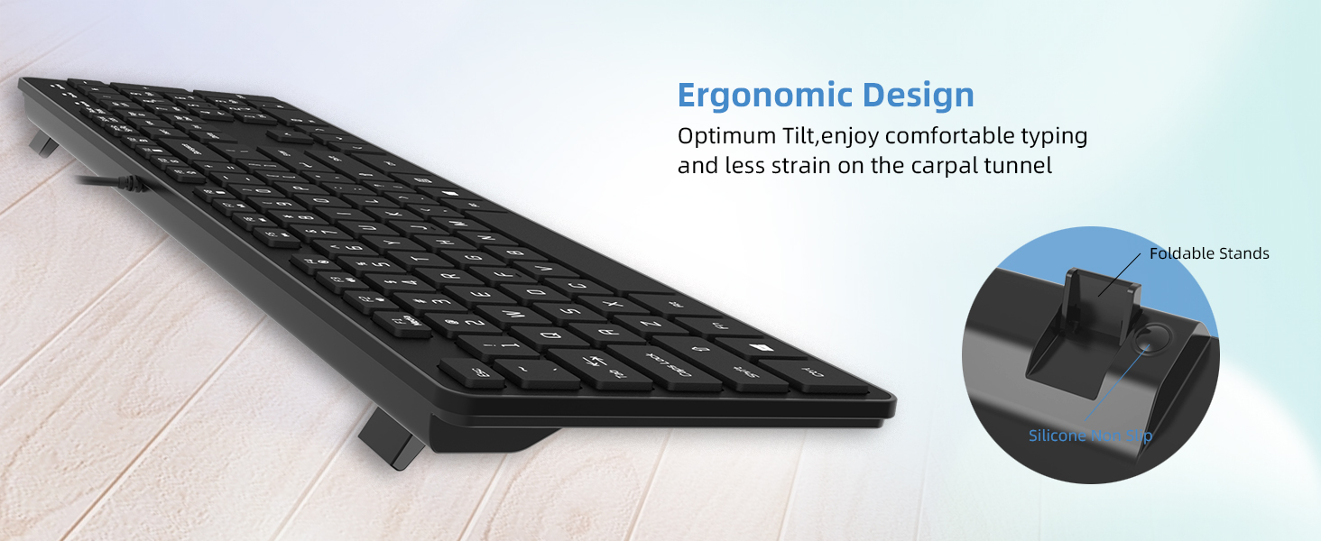 Low-Profile Flat Keyboard with US Layout (QWERTY),Ultra-Slim Quiet Computer Keyboard for PC Windows