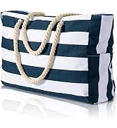 Beach Bags for Women, Large Waterproof Beach Tote Bag with Zipper Beach Bags Waterproof Sandproof...