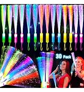 30 Pcs Colorful Glow Fiber Wands,Toys Glow Sticks Bulk Party Pack for Adults,Glow in the Dark 4th...