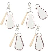 CALFOVERA 4 Set PU Leather Softball Sports DIY Keychain with Metal Clasp Baseball Luggage Tags Su...