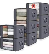 Fab totes 8 Pack Clothes Storage, Foldable Thick Fabric Blanket Storage Bags, Storage Containers ...