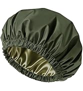 Doitory Satin Lined Shower Cap for Women, Reusable Waterproof Hair Cap, Large Washable Bath Caps ...