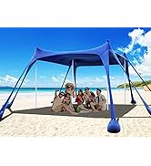 Osoeri Beach Tent, Camping Sun Shelter UPF50+ with 8 Sandbags, Sand Shovels, Ground Pegs & Stabil...