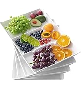 Lifewit Serving Tray Divided for Party Supplies, 4 PCS 15" x 10" Plastic Platters for Serving Foo...