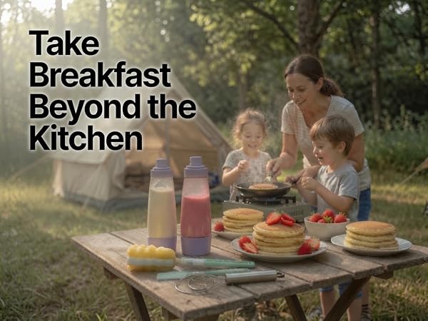 pancake batter dispenser bottle mixer shaker funnel crepe cupcake baking griddle maker set
