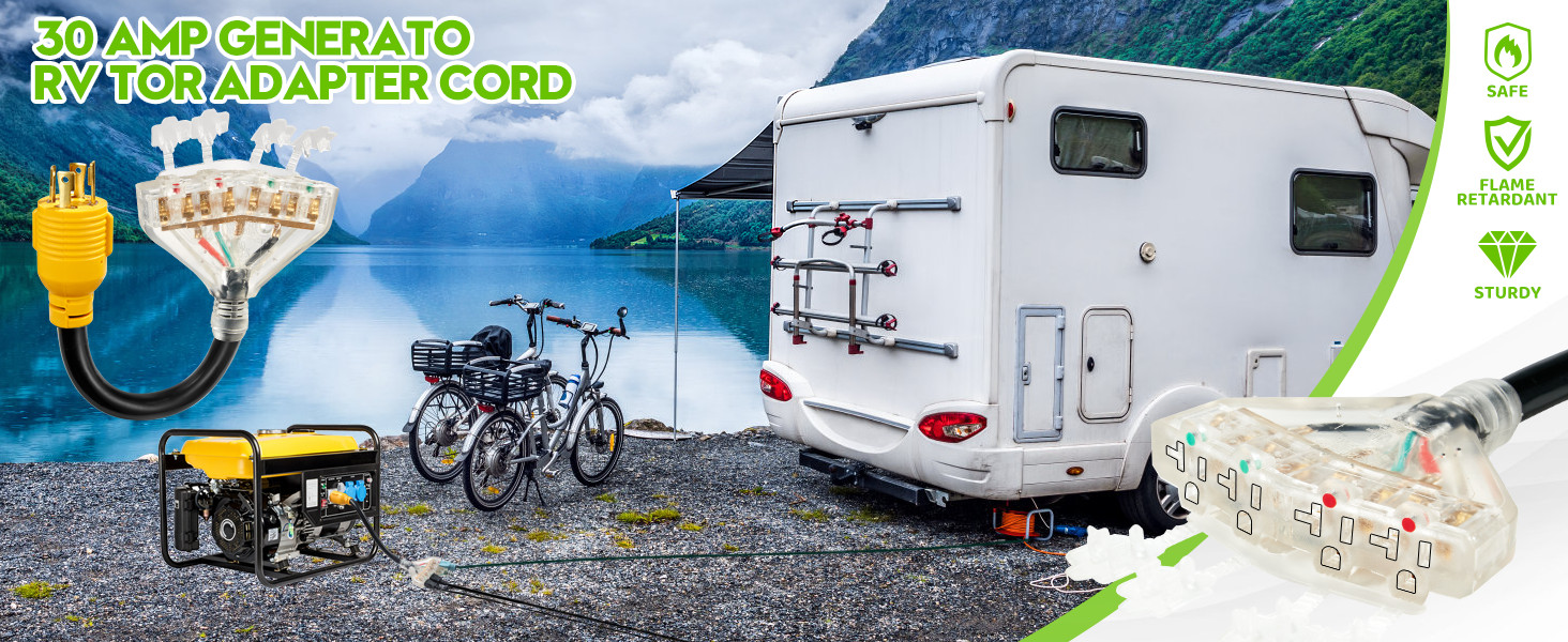 30 Amp to 20 Amp 110 Generator RV Adapter Cord