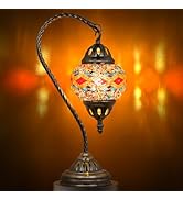 Marrakech Stained Glass Lamp Turkish Table Lamp with Tiffany Style, Handmade Moroccan Mosaic Lamp...