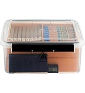 Mantello Cigar Tupperdor- Plastic Humidor, Cigar Humidors, Container with 2 Spanish Cedar Trays, ...