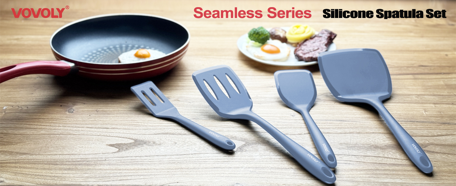 seamless series silicone spatula set blue