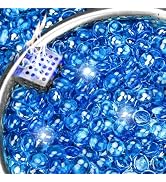 NUPICK 5LB Fire Pit Glass Rocks, 1/2" Pacific Blue Glass Beads for Vases | Clear Fire Glass for P...