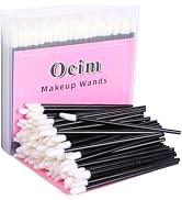 Ocim 100Pcs Lip Applicators Disposable Lip Wands Brushes for Lipstick/Gloss with Case,Black