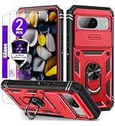 for Google Pixel 8 Case with Camera Cover Slider, 2*Tempered Glass Screen Protectors,Build in 360...