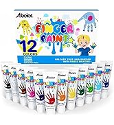 ABEIER Washable Finger Paint for Toddlers, Safe Non-Toxic, 12 Vibrant Colors (1.21fl oz), Baby Sa...