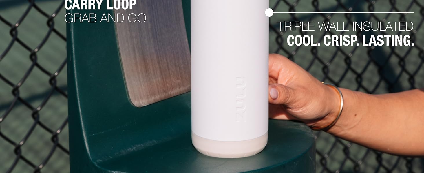 zulu powerfill insulated water bottle with chug and sip straw lid